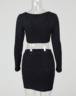 Off Shoulder Crop Top & Skirt Set