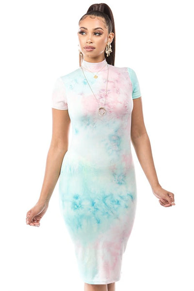 Pink & Blue Tye Dye Dress  Kitsha's Boutique