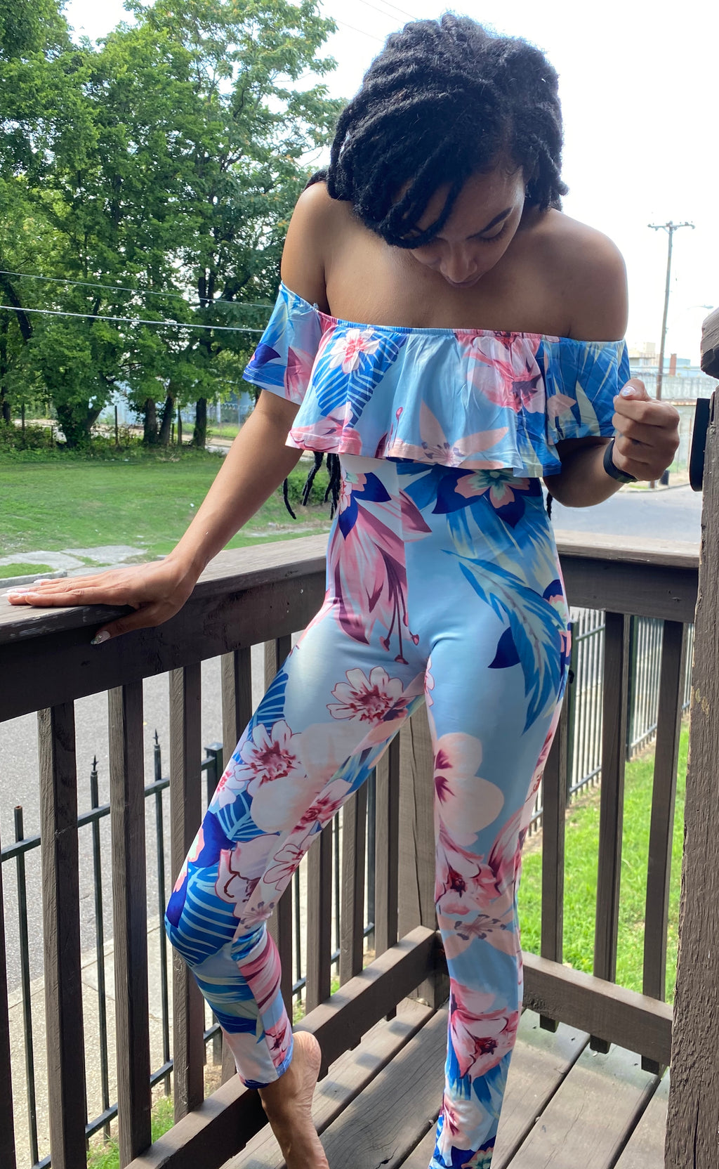 Blue Multi-Color Bodysuit