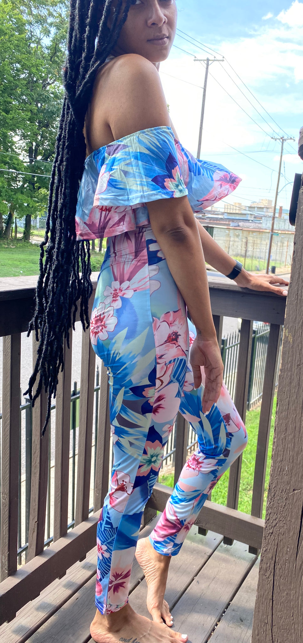 Blue Multi-Color Bodysuit